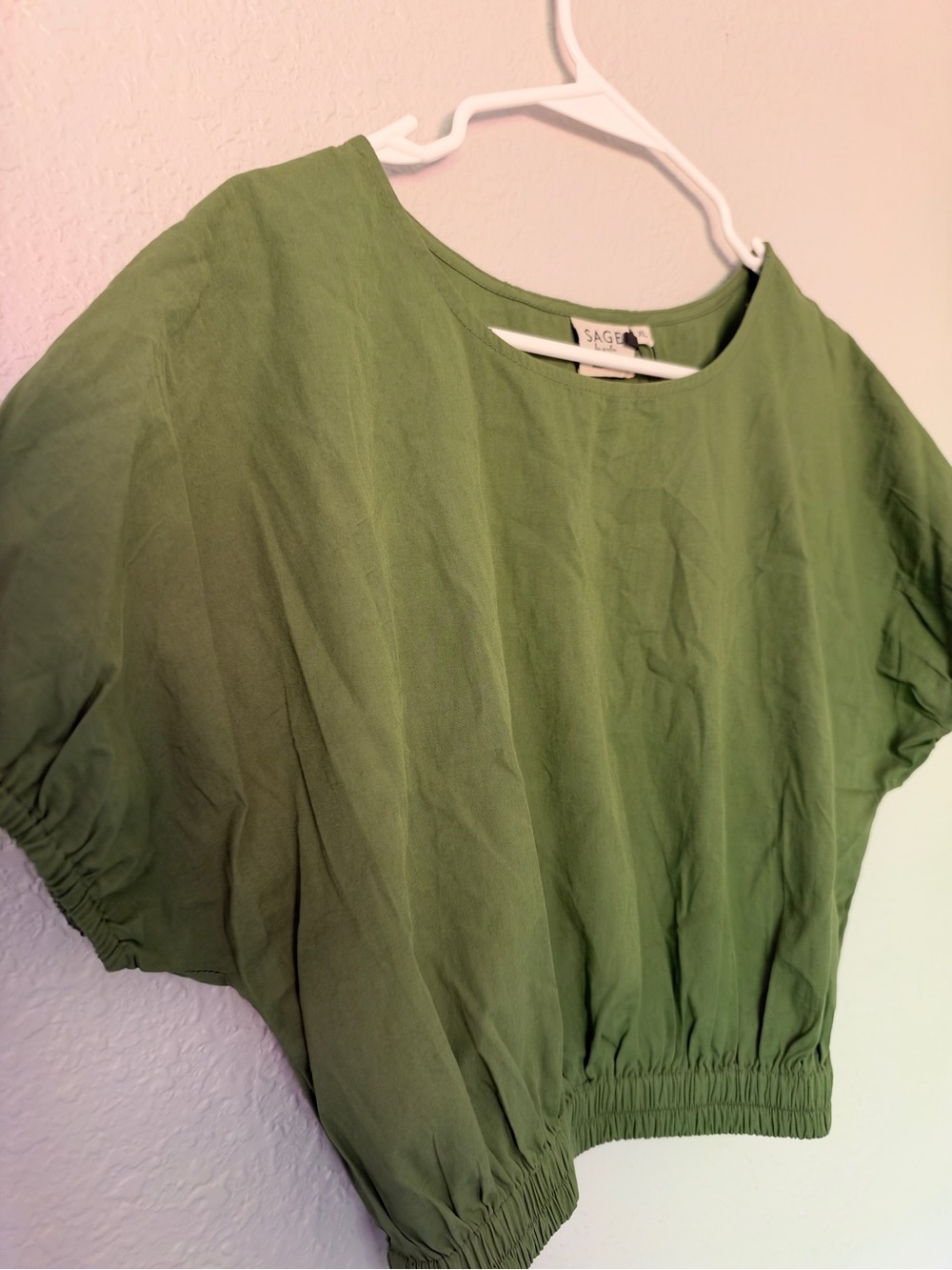 Sage Olive Green Boxy Crop Top by Sage